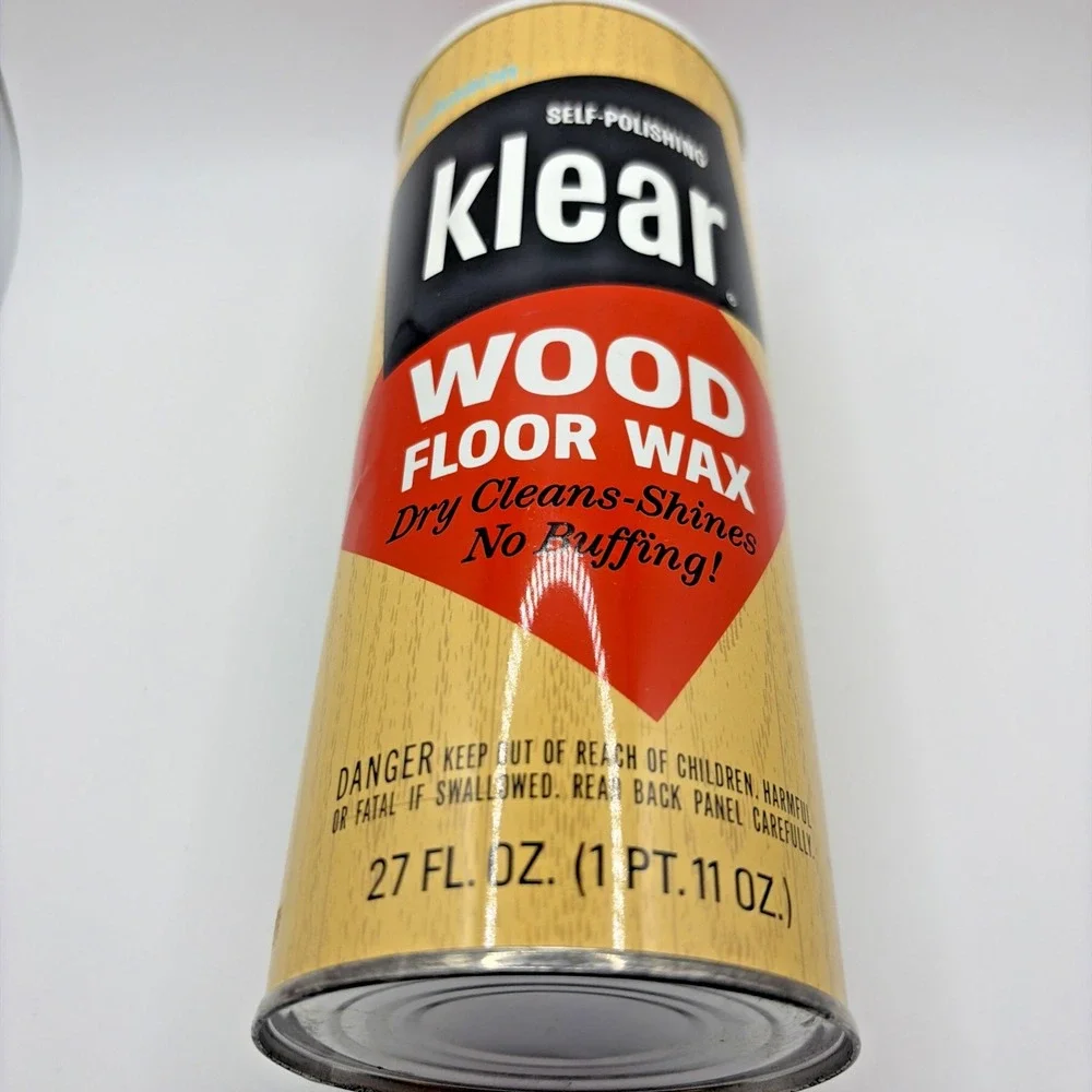 Vintage Metal Can Johnson Klear Wood Floor Wax Self Polishing 17.6‎ oz Full